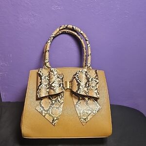 Grossi Tan and Snake Print Women's Handbag NWT